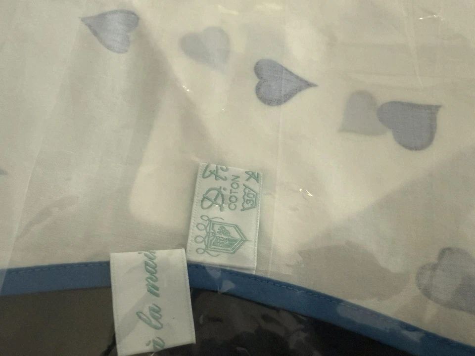 D Porthault París Coeurs Corazones Azul Salvamantel Y Servilleta Juego Algodón - Imagen 2 de 4