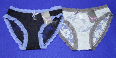 Nwt SOFRA Lot 2 BLACK/GRAY Full Lace SEE-THROUGH Dainty Sexy HIPSTER PANTIES S