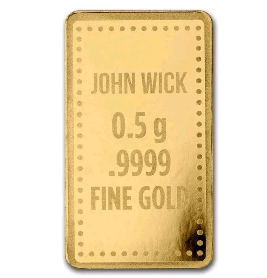 Barra de oro puro John Wick 24 k .9999 Foto 3 de 4