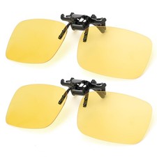 Clip-on Night Driving Glasses - 2 Pack Night Vision Glasses Yellow Tinted UV ...