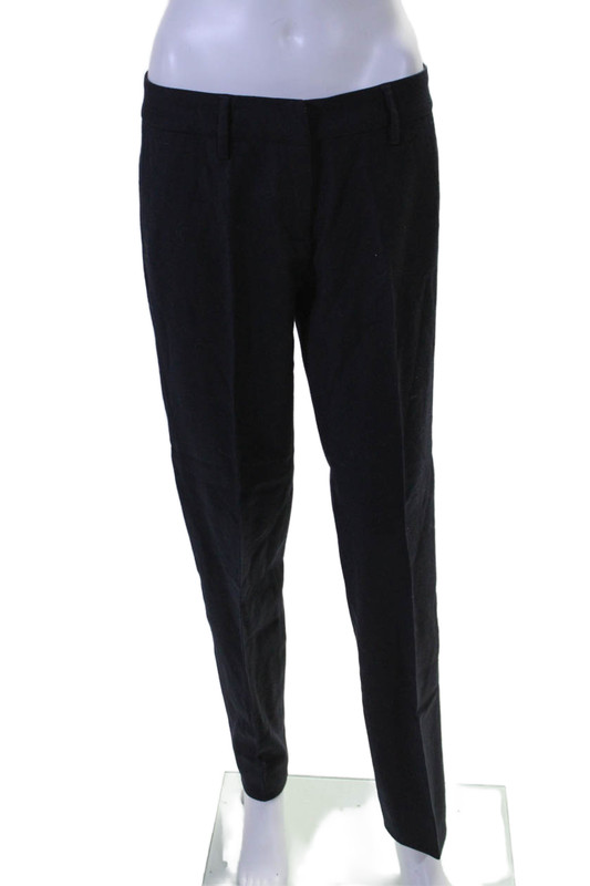 Peter Elliot Womens Wool Black Pleated High Rise Straight Dress Pants Size 44