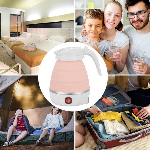 Bouilloire Pliable Bouilloire Électrique Portable ZB-6 pour Voyage 0,6L 600W Silicone Rose - Photo 6/12