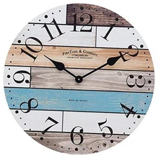  & Co. Multicolor Newton Woodgrain Wall Clock, Large Vintage Decor for Living 