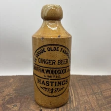 Antique ginger beer bottle griffin, Woodcock and Co. Limited Hastings