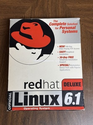 1999 Red Hat Linux 6.1 Boxed Set Complete w/ CDs & Manuals New Open Box