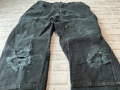 Carhartt Double Knee Jeans BLK 33x32 Black USA Made Loose Fit