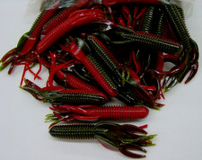 4" Craw Tube Green Pumpkin Texas Red Bass Tube Solid Head 50 count bag bulk