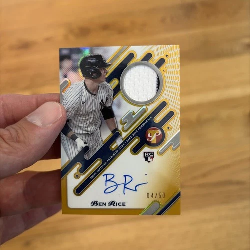 Ben Rice 2025 Topps Pristine Pieces Auto Relic Gold Refractor 17/50 #PPAR-BR