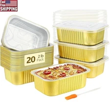 30oz Heavy Duty Foil Takeout Containers W/ Lids Baking Meal Prep Storage New