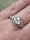 VTG Sterling Silver 925 Ring Large Art Deco Style Trillion Cubic Zirconia SZ 8