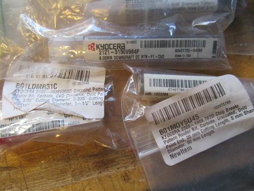 90 PIECES KYOCERA CARBIDE DIAMOND FISHTAIL & CHIPBREAKER PATTERN ROUTER BITS - Picture 5 of 12