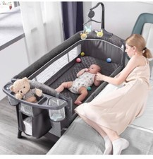 bedside bassinet, pack and play with mattress and diaper changer