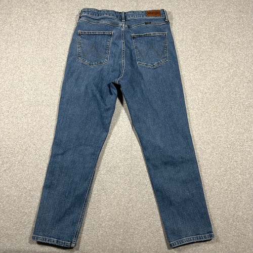 Wrangler High Rise Vintage Taper Denim Jeans Women's Size 12 Medium Wash Stretch - Picture 9 of 10