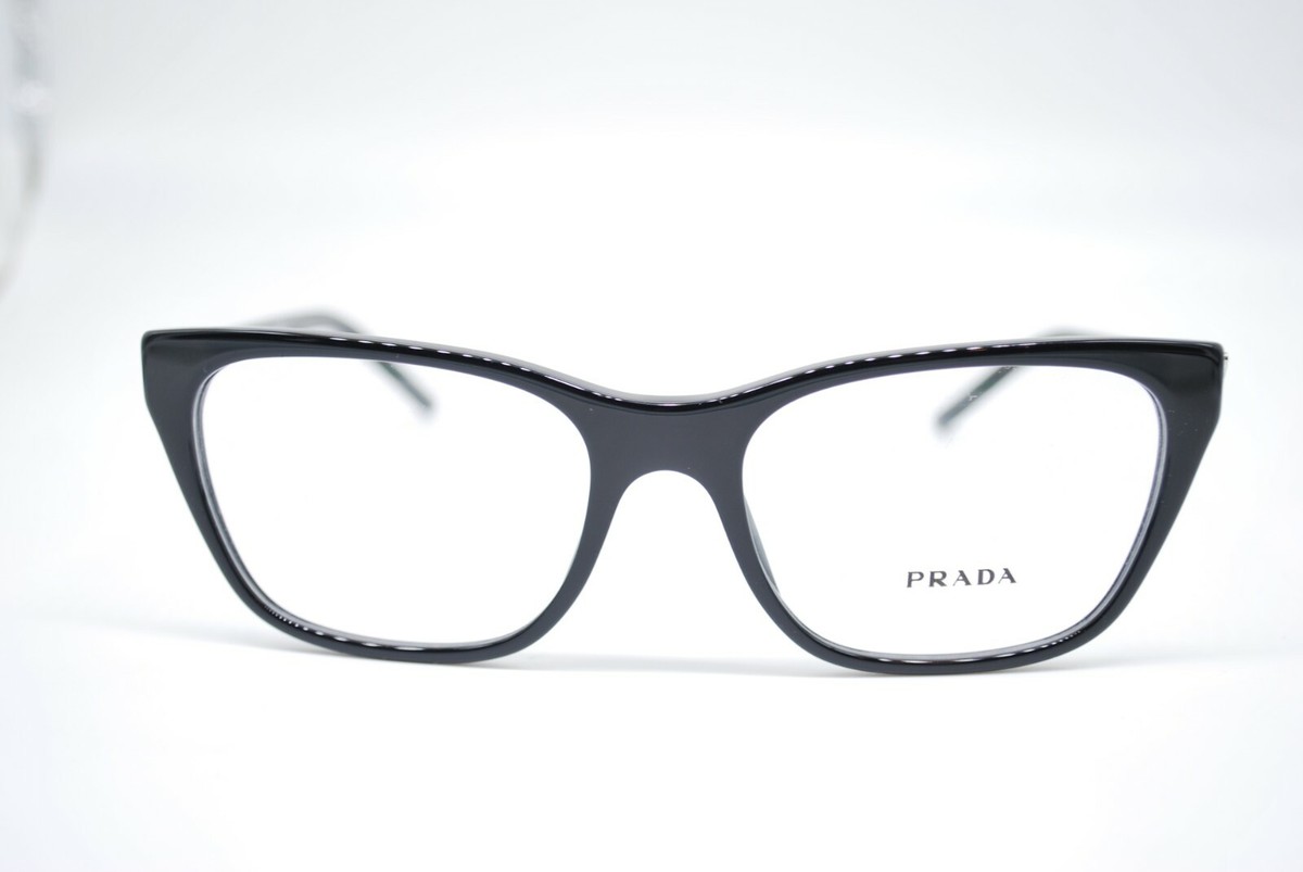 メガネ Prada VPR05Y 1AB1O1 Chic Rectangular Eyewear Frame NEW PRADA VPR 05Y 1AB-1O1 BLACK AUTHENTIC RX EYEGLASSES 53