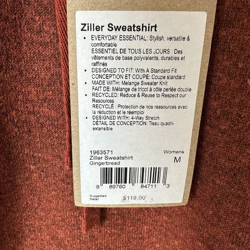 Prana Ziller Sweatshirt Rust Gingerbread Wool Blend Wmns Size Medium M New $119 - Picture 3 of 10