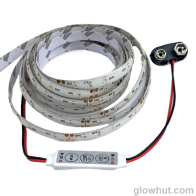 2835 LED strip & controller 9V connector waterproof red white blue yellow green