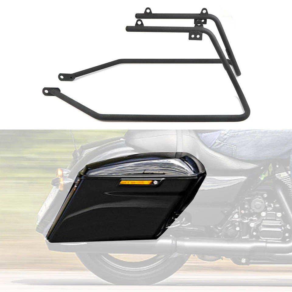 For 04-14 Harley Sportster Black Saddlebags Saddle Bag + Conversion Brackets - Image 4 of 4