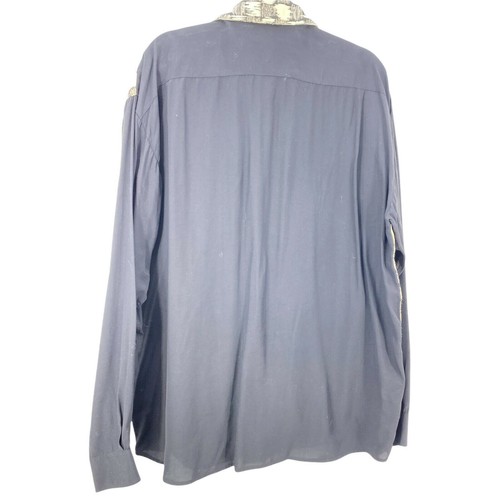 Vtg Le Garage Bellows Brut Mens Black Tan Long Sleeve Button Up Shirt Size XL - Picture 2 of 9