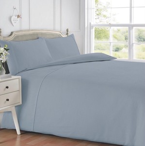 Grey Waffle Duvet Cover Pillowcase Set Stylish Luxury Modern Bed