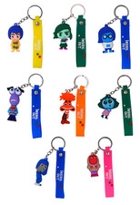 Disney Inside Out Themed Keychain Key Ring Characters Rubber 3D W/ Lanyard Strap