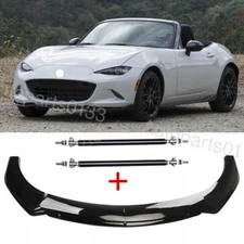 For 2004-21 Mazda 2 3 5 Front Bumper Lip Spoiler Splitter Body Kit + Strut Rods