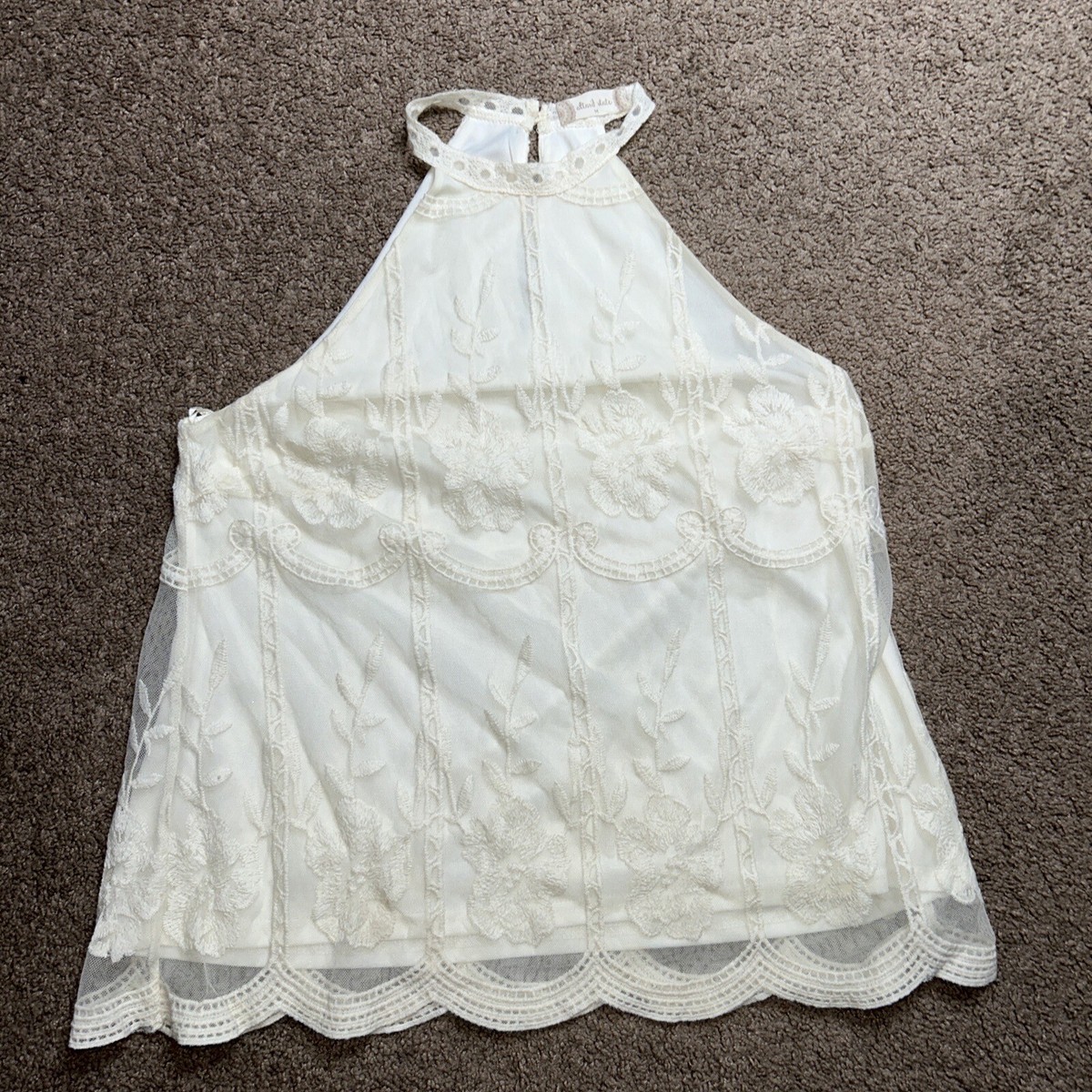 Women's Medium Altar'd State Cream Lace Dressy Tank Top | eBay