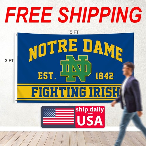 Notre Dame FLAGGE 3X5 FT Fighting Irish Football Neu USA Man Cave Flaggen - Bild 7 von 14