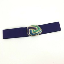 80s Vintage Elastic Large Buckle Belt Womens Small Purple Motion East