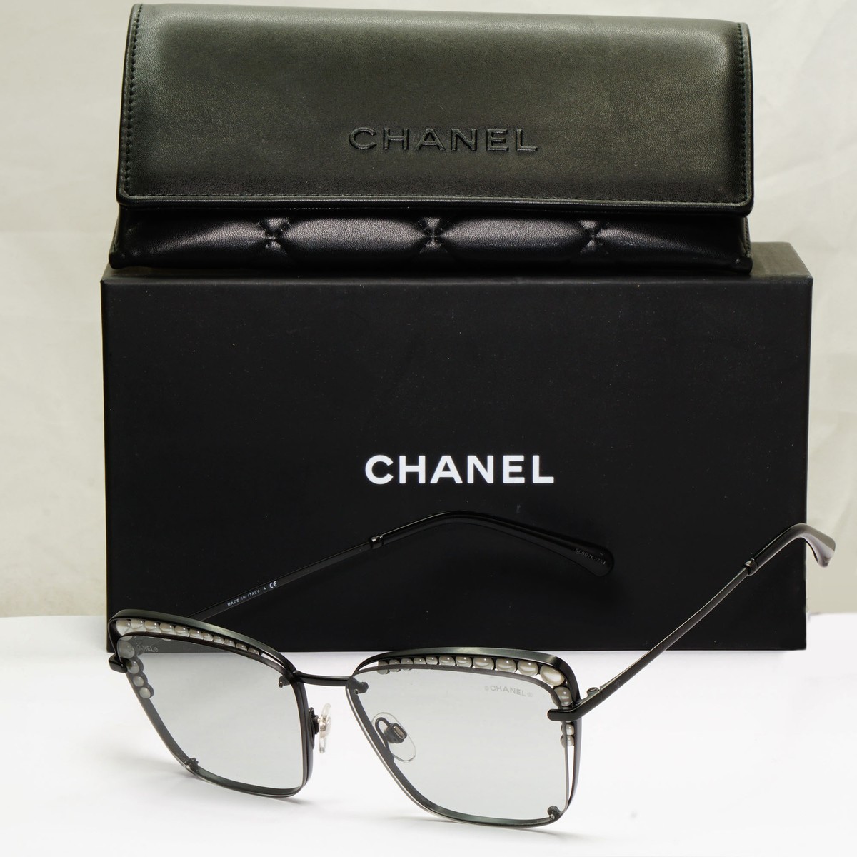Chanel Pearl Sunglasses Black Year 2018 Grey Square 4235-H c.101/87 280323  | eBay UK
