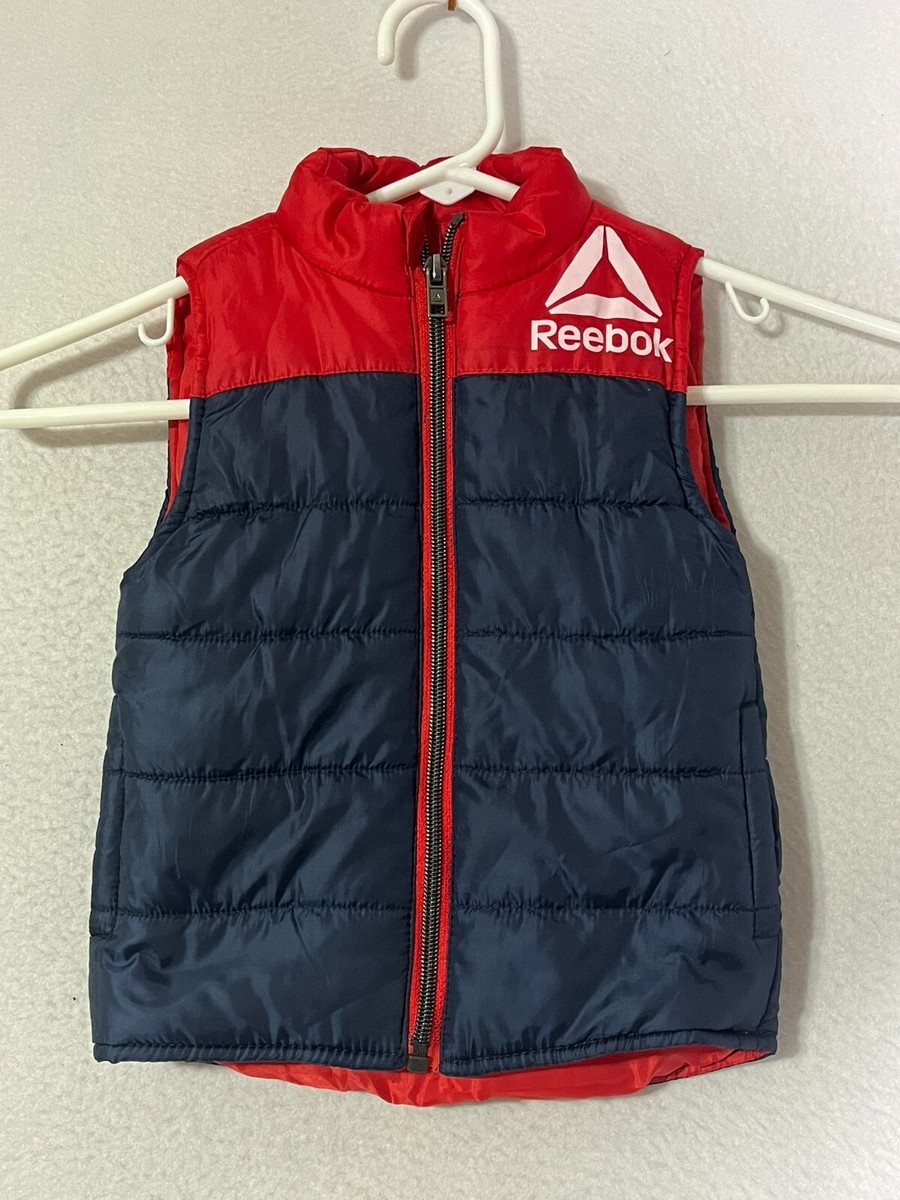 Reebok Blue Red Puffer Vest Jacket Full Zip Up Mock Neck Pockets Infant  Size 18M