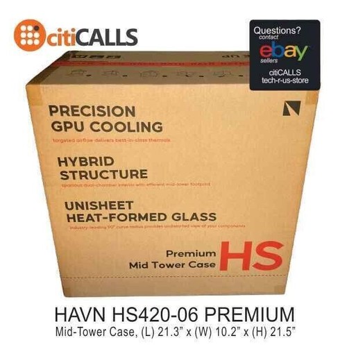 HAVN HS420-05 Central GPU Airflow 4-Storage-Bay Mid Tower Computer PC Case White - Picture 11 of 14