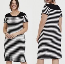 Torrid Black & White Stripe Sweater Knit Shift Dress 1X (14-16)