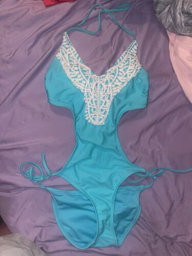 Xhilaration Monokini Bathing Suit Turquoise Size Small *Circa 2010-15