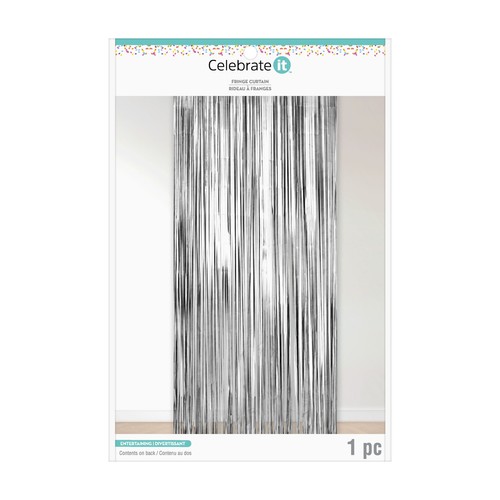 Silver Foil Fringe Curtain by Celebrate It™ 39" x 96"