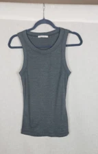 Michael Stars OS Tank Top Shiny Metallic Gray Casual Stretchy Cotton Blend USA