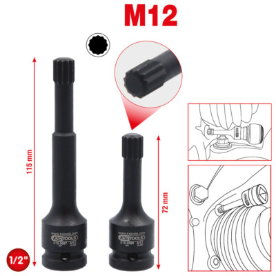 KS TOOLS 1/2'' Spezial-Kraft-Bit-Stecknuss-Satz Vielzahn, 2-tlg, Vierlenker-Achse