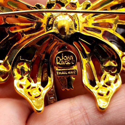 Broche figurativo mariposa diamantes de imitación esmalte Plique-a-Jour de Joan Rivers - Imagen 8 de 13