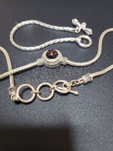 Lila dichroitische Kunst Glas Anhänger Halskette + gratis Armband silberfarben Mix Match - Bild 4 von 9