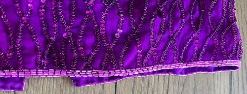 Vtg Lawrence Kazar Dress Plum Purple Silk Sequin Beaded Hand Sewn Petite Medium - Picture 4 of 22
