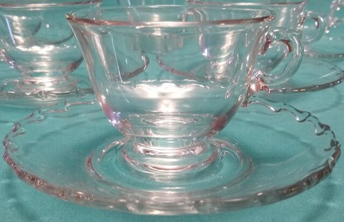 6 Vintage TASSEN- & UNTERTASSEN-SETS von Fostoria JAHRHUNDERTMUSTER - Bild 2 von 4