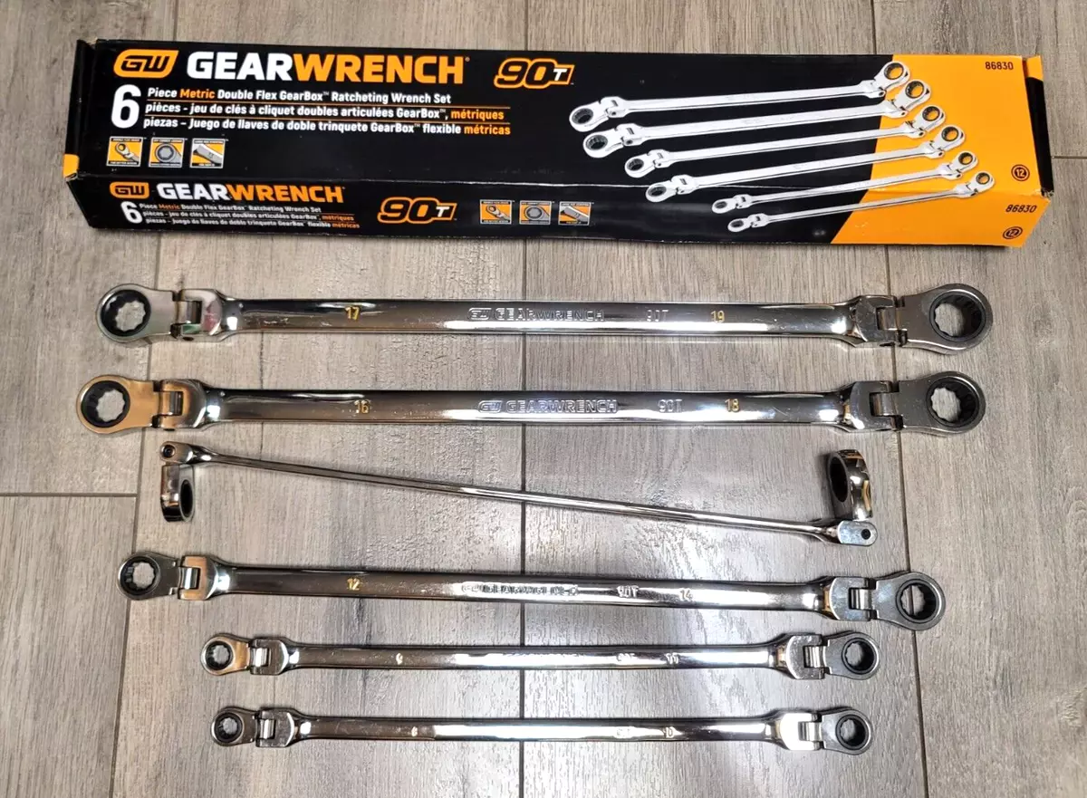 Gearwrench 6pc XL Double Box 90T METRIC Flex Head Ratcheting Wrench Set 86830