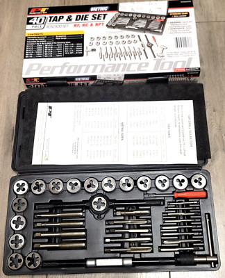 Performance Tool 40 pc Master Metric Tap and Die Set M3 to M12 #W4002DB