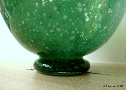 William Butler Whitefriars Glass c 1930s Cloudy Green footed Glass Bowl Vtg - Picture 7 of 11