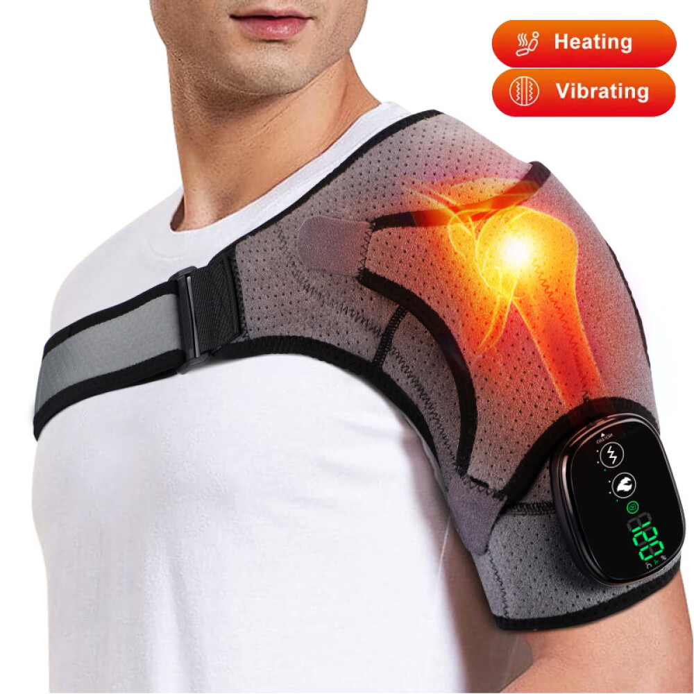 Electric Heated Shoulder Massager Brace with Vibration Therapy Joint Pain  Relief