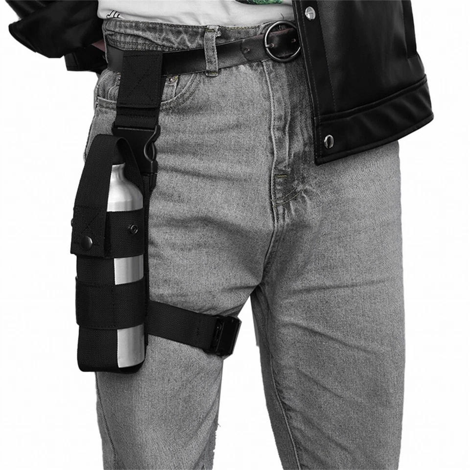 Funda táctica para botella de agua con pierna caída soporte para spray de pimienta bolsa ajustable para el muslo Foto 2 de 4