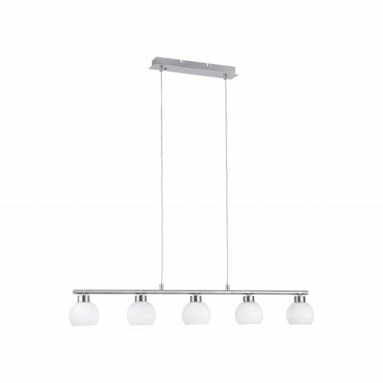 LED Pendelleuchte 5 Flammig Stahl Fernbedienung Dimmbar Farbwechsel Glas LED Pendelleuchte 5 Flammig Stahl Fernbedienung Dimmbar Farbwechsel Glas