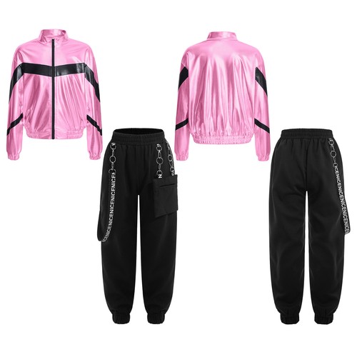 Kids Girls Dancewear Skateboarding Activewear Training Jacket With Pants 2pcs - Picture 34 of 58