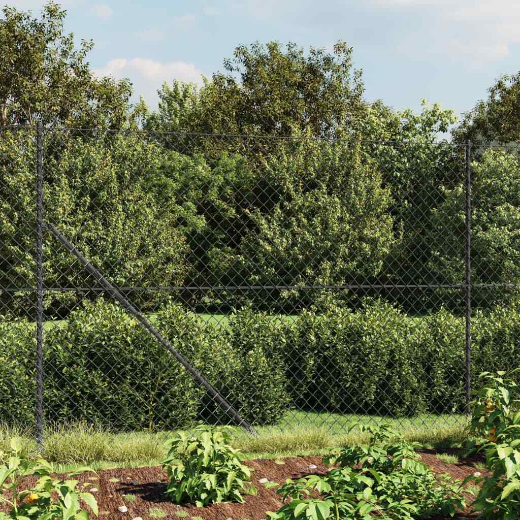 Chain Link Fence with Flange Anthracite 2.2x10 m