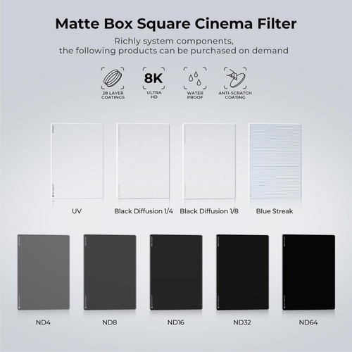 K&F Concept 4"x5.65" Square Filter ND4 ND8 ND16 ND32 ND64 Filter for Matte Box - Picture 27 of 56