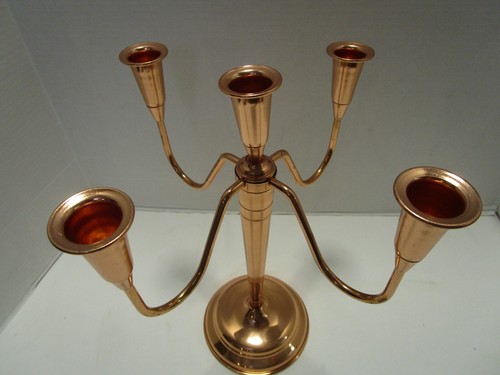 Vintage Copper Candelabra 4-arm 5 candle Holder 12.5” tall 1950's - Picture 3 of 12